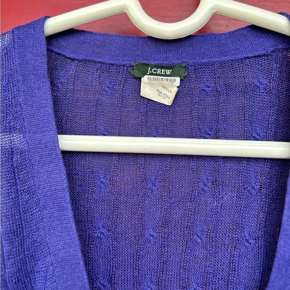 J Crew M linen grandpa cable knit cardigan sweater Lagenlook Normcore ca…